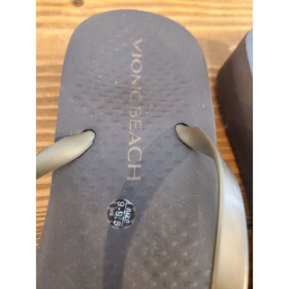Vionic Beach Womens Flip-Flops Metallic Gold Bow Strap Size 9.5 Brown Sandals - Picture 4 of 9